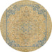 Round Abstract Orange Brown Modern Rug, abs2816