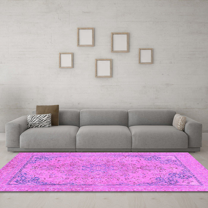 Machine Washable Abstract Purple Modern Area Rugs in a Living Room, wshabs2816pur