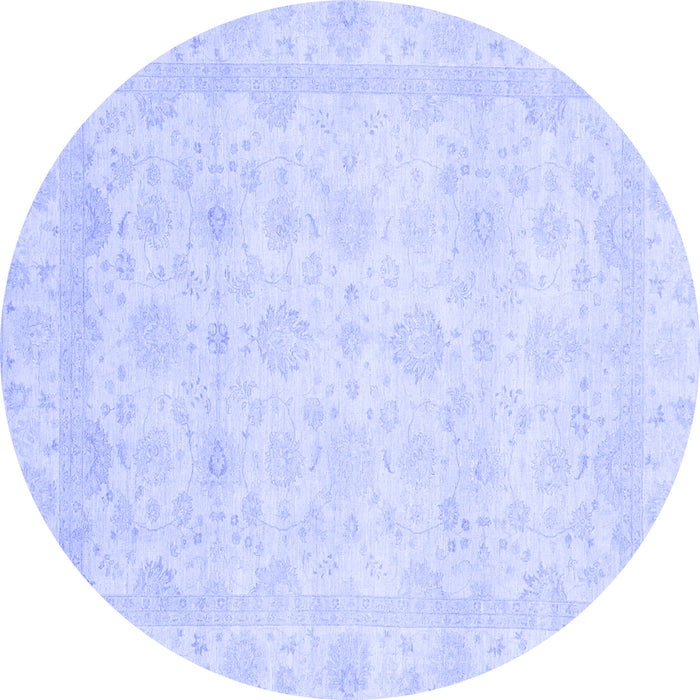 Round Abstract Blue Modern Rug, abs2817blu