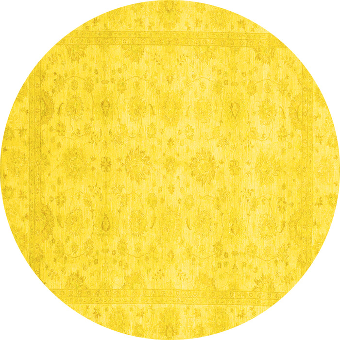 Round Machine Washable Abstract Yellow Modern Rug, wshabs2817yw