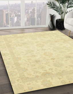 Abstract Mustard Yellow Modern Rug in Family Room, abs2817