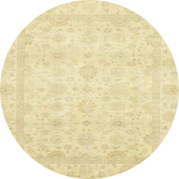 Round Abstract Mustard Yellow Modern Rug, abs2817