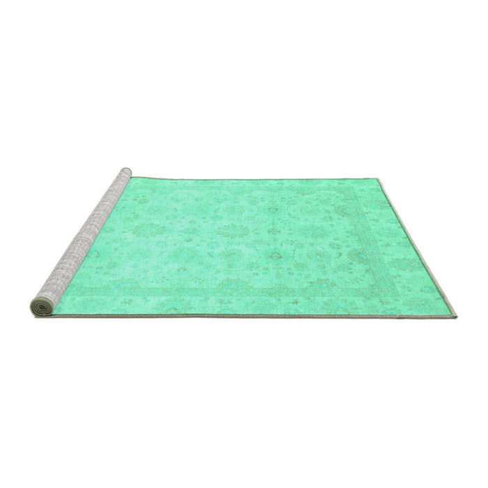 Sideview of Machine Washable Abstract Turquoise Modern Area Rugs, wshabs2817turq