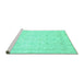 Sideview of Machine Washable Abstract Turquoise Modern Area Rugs, wshabs2817turq