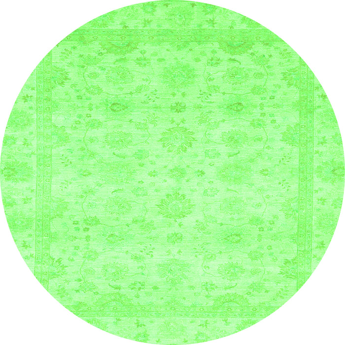 Round Abstract Green Modern Rug, abs2817grn