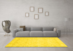 Machine Washable Abstract Yellow Modern Rug in a Living Room, wshabs2817yw