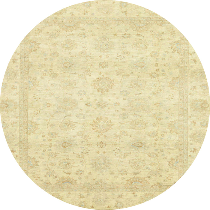Round Machine Washable Abstract Mustard Yellow Rug, wshabs2817