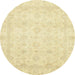 Round Machine Washable Abstract Mustard Yellow Rug, wshabs2817