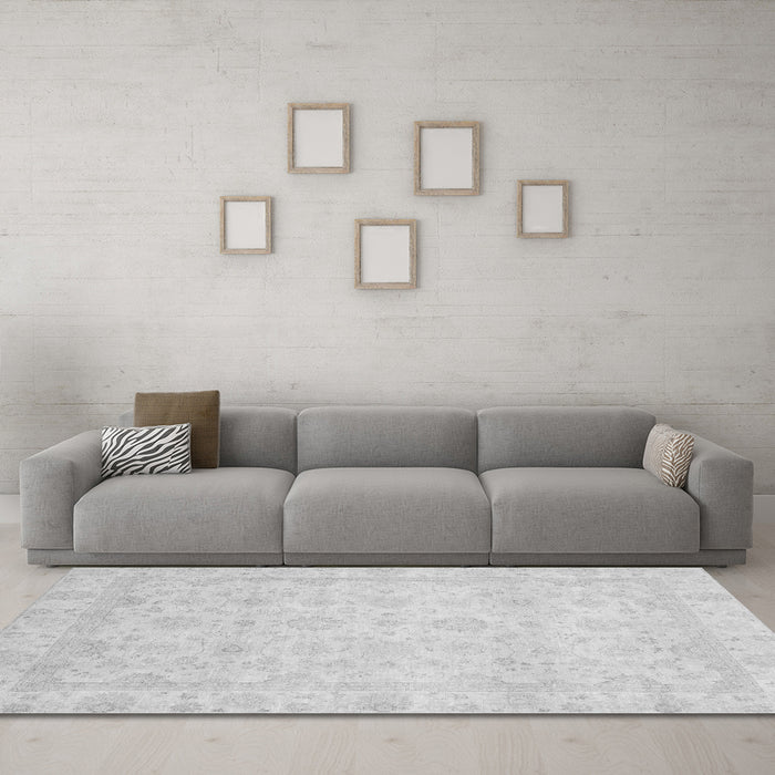 Machine Washable Abstract Gray Modern Rug in a Living Room,, wshabs2817gry