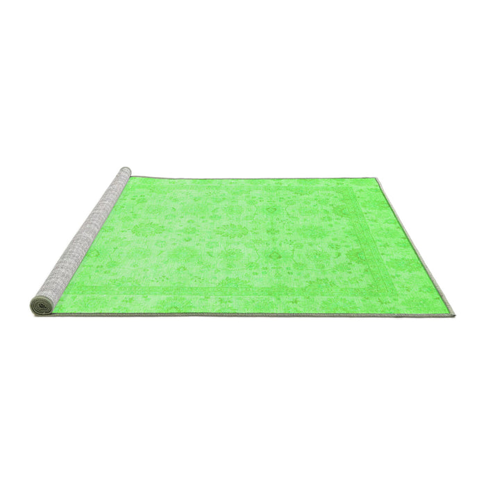 Sideview of Machine Washable Abstract Green Modern Area Rugs, wshabs2817grn