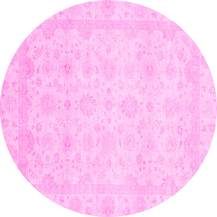 Round Machine Washable Abstract Pink Modern Rug, wshabs2817pnk