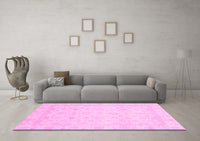 Machine Washable Abstract Pink Modern Rug, wshabs2817pnk