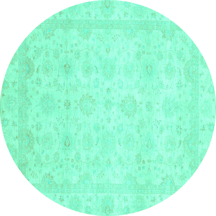 Round Machine Washable Abstract Turquoise Modern Area Rugs, wshabs2817turq