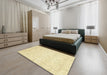 Abstract Mustard Yellow Modern Rug in a Bedroom, abs2817