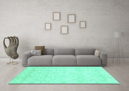Machine Washable Abstract Turquoise Modern Area Rugs in a Living Room,, wshabs2817turq