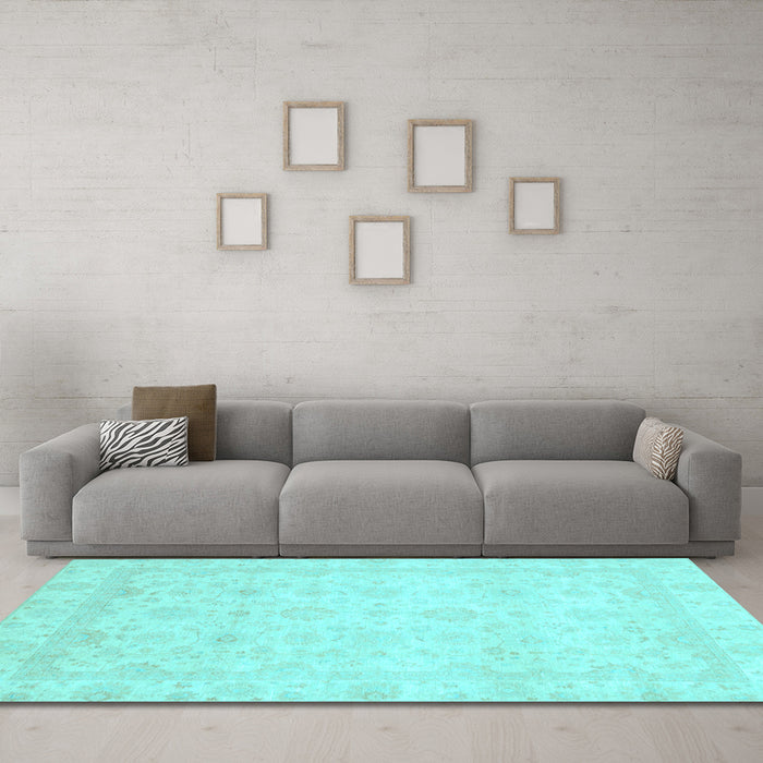 Machine Washable Abstract Light Blue Modern Rug in a Living Room, wshabs2817lblu