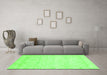 Machine Washable Abstract Green Modern Area Rugs in a Living Room,, wshabs2817grn