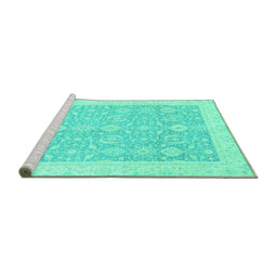 Sideview of Machine Washable Oriental Turquoise Traditional Area Rugs, wshabs2818turq