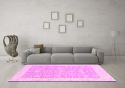 Machine Washable Oriental Pink Traditional Rug in a Living Room, wshabs2818pnk