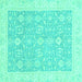 Square Oriental Turquoise Traditional Rug, abs2818turq