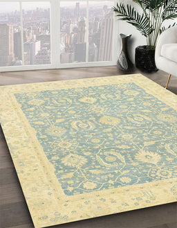 Abstract Sage Green Oriental Rug in Family Room, abs2818