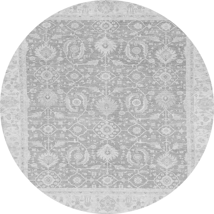 Round Machine Washable Oriental Gray Traditional Rug, wshabs2818gry