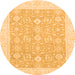 Round Oriental Orange Traditional Rug, abs2818org