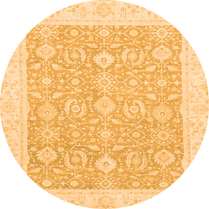 Round Machine Washable Oriental Orange Traditional Area Rugs, wshabs2818org