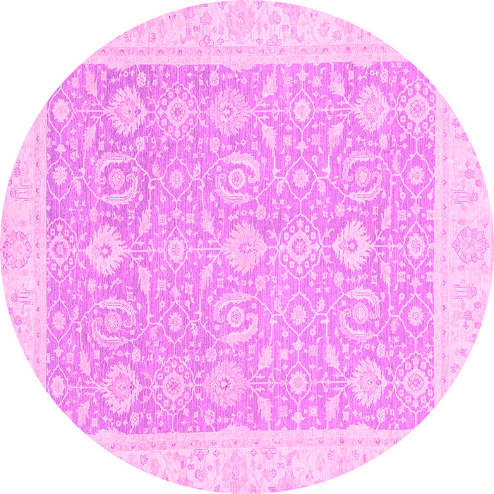 Round Machine Washable Oriental Pink Traditional Rug, wshabs2818pnk