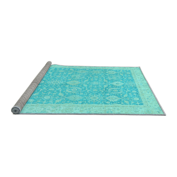 Sideview of Machine Washable Oriental Light Blue Traditional Rug, wshabs2818lblu
