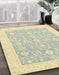 Abstract Sage Green Oriental Rug in Family Room, abs2818