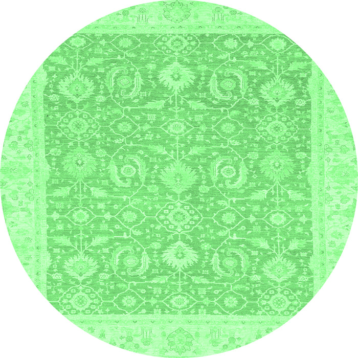 Round Oriental Emerald Green Traditional Rug, abs2818emgrn