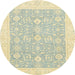 Round Abstract Sage Green Oriental Rug, abs2818