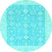 Round Oriental Light Blue Traditional Rug, abs2818lblu