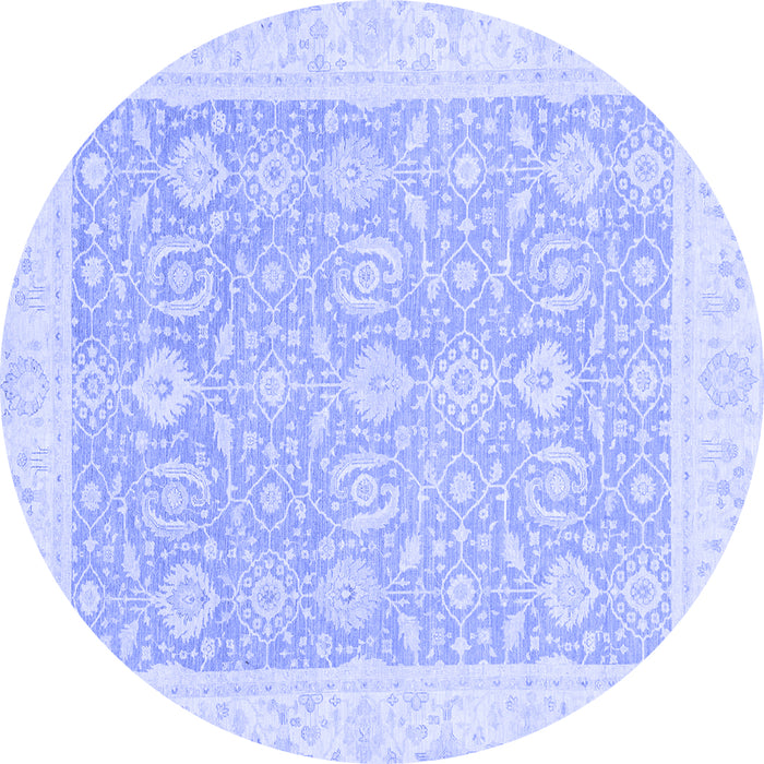 Round Machine Washable Oriental Blue Traditional Rug, wshabs2818blu