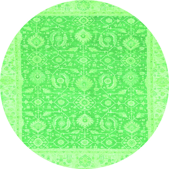 Round Machine Washable Oriental Green Traditional Area Rugs, wshabs2818grn