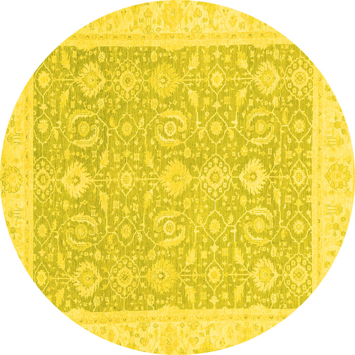 Round Oriental Yellow Traditional Rug, abs2818yw