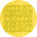 Round Oriental Yellow Traditional Rug, abs2818yw