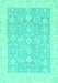 Machine Washable Oriental Turquoise Traditional Area Rugs, wshabs2818turq