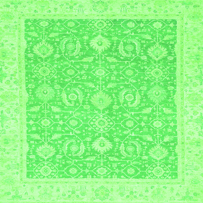 Square Machine Washable Oriental Green Traditional Area Rugs, wshabs2818grn