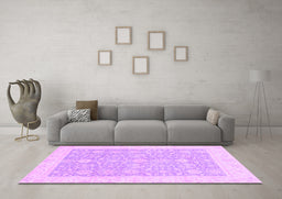 Machine Washable Oriental Purple Traditional Area Rugs in a Living Room, wshabs2818pur
