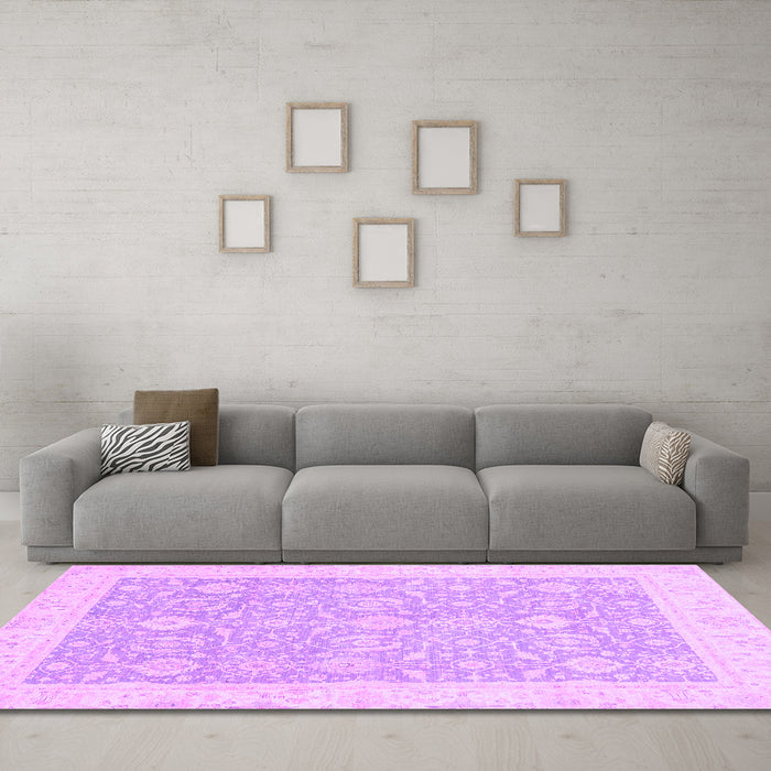 Machine Washable Oriental Purple Traditional Area Rugs in a Living Room, wshabs2818pur