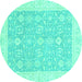 Round Oriental Turquoise Traditional Rug, abs2818turq