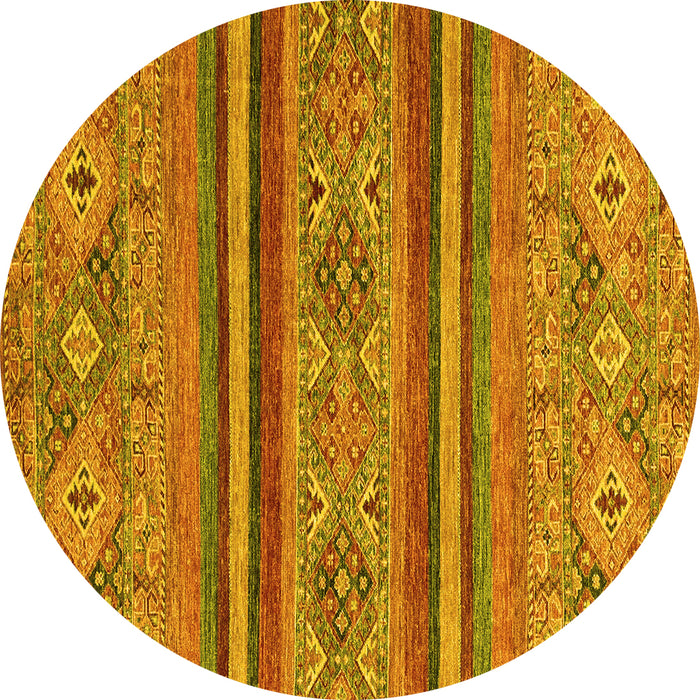Round Abstract Yellow Modern Rug, abs2819yw