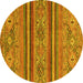 Round Abstract Yellow Modern Rug, abs2819yw