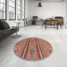 Round Abstract Light Copper Gold Modern Rug in a Office, abs2819