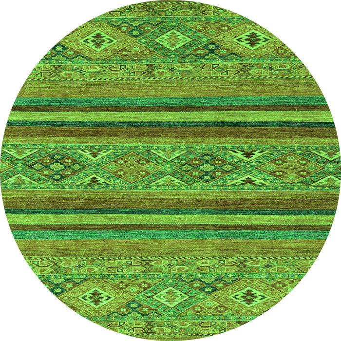 Round Machine Washable Abstract Green Modern Area Rugs, wshabs2819grn