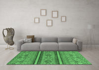 Machine Washable Abstract Emerald Green Modern Rug, wshabs2819emgrn