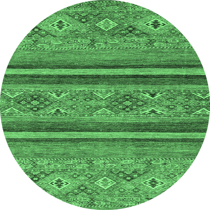 Round Abstract Emerald Green Modern Rug, abs2819emgrn