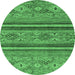 Round Abstract Emerald Green Modern Rug, abs2819emgrn